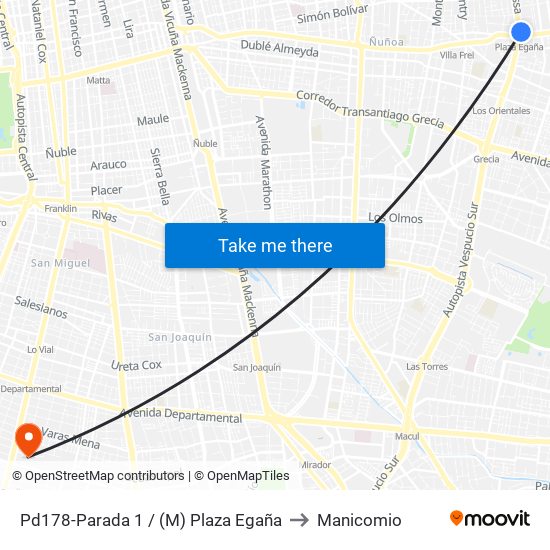 Pd178-Parada 1 / (M) Plaza Egaña to Manicomio map