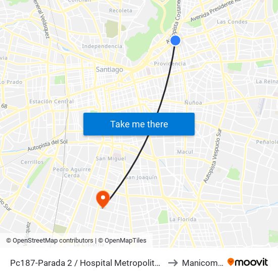 Pc187-Parada 2 / Hospital Metropolitano to Manicomio map