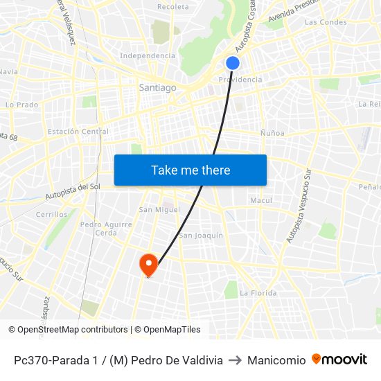 Pc370-Parada 1 / (M) Pedro De Valdivia to Manicomio map