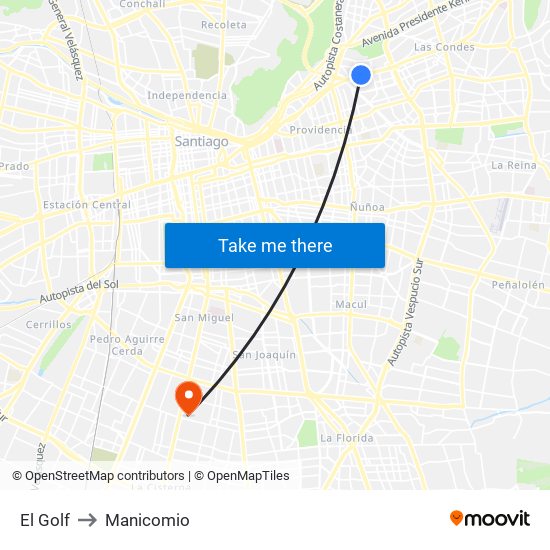 El Golf to Manicomio map