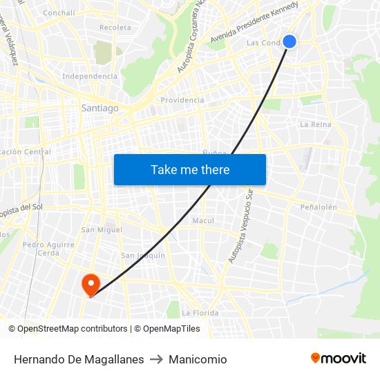 Hernando De Magallanes to Manicomio map