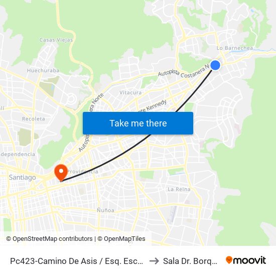 Pc423-Camino De Asis / Esq. Escrivá De Balaguer to Sala Dr. Borquez Silva map