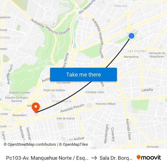 Pc103-Av. Manquehue Norte / Esq. Av. Pdte. Riesco to Sala Dr. Borquez Silva map