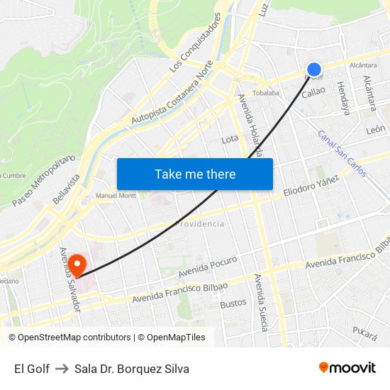 El Golf to Sala Dr. Borquez Silva map