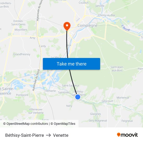 Béthisy-Saint-Pierre to Venette map
