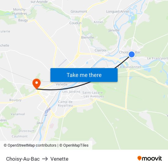 Choisy-Au-Bac to Venette map