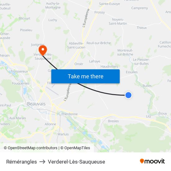 Rémérangles to Verderel-Lès-Sauqueuse map