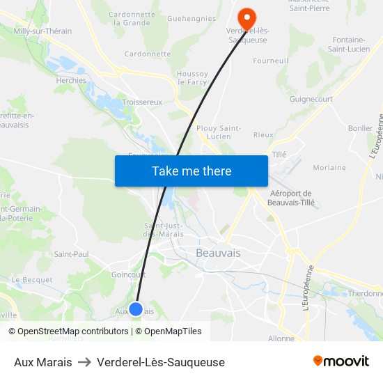 Aux Marais to Verderel-Lès-Sauqueuse map