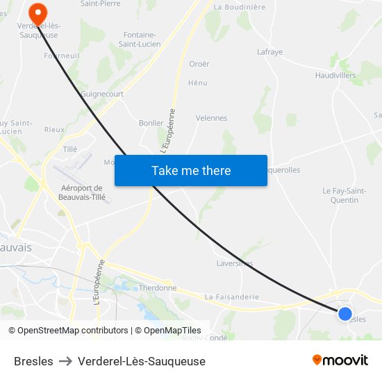 Bresles to Verderel-Lès-Sauqueuse map