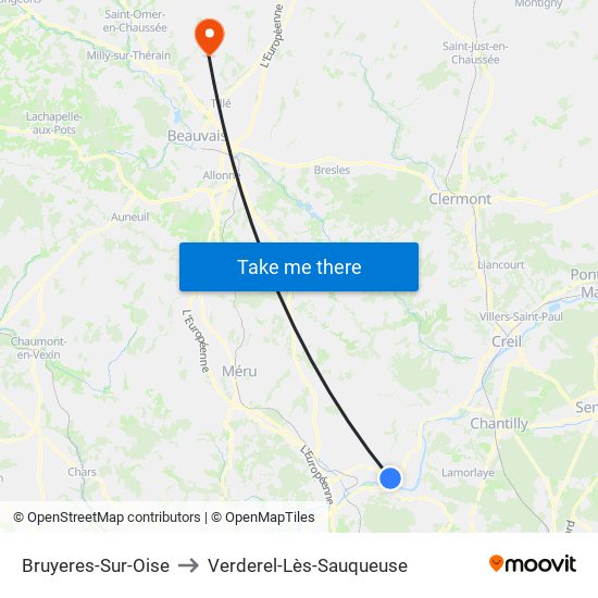 Bruyeres-Sur-Oise to Verderel-Lès-Sauqueuse map