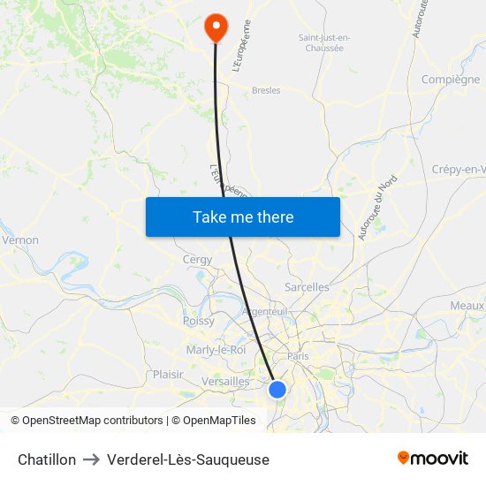 Chatillon to Verderel-Lès-Sauqueuse map