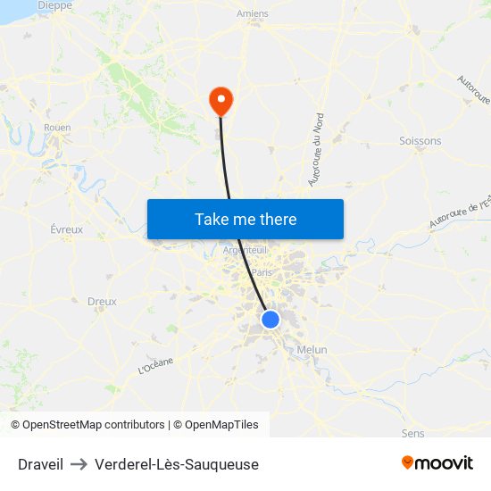 Draveil to Verderel-Lès-Sauqueuse map