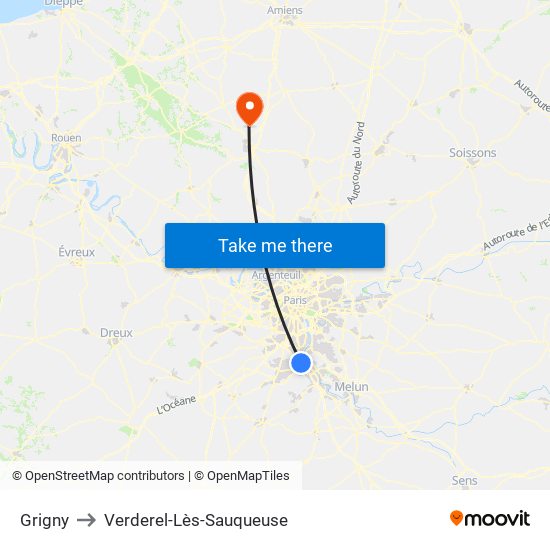 Grigny to Verderel-Lès-Sauqueuse map