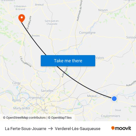 La Ferte-Sous-Jouarre to Verderel-Lès-Sauqueuse map