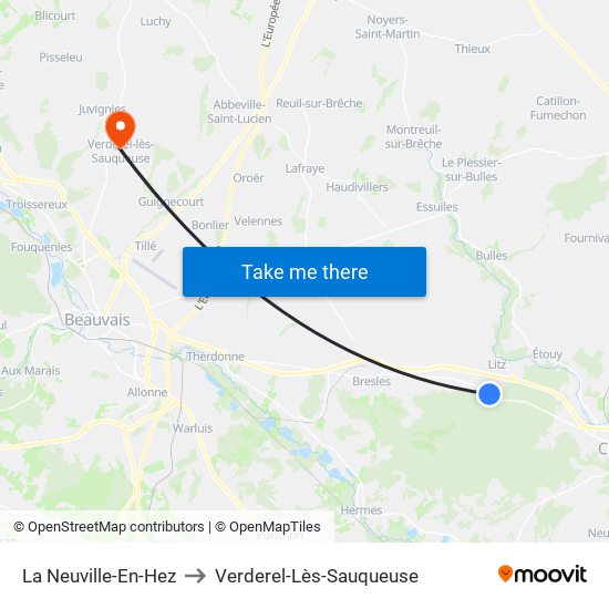 La Neuville-En-Hez to Verderel-Lès-Sauqueuse map