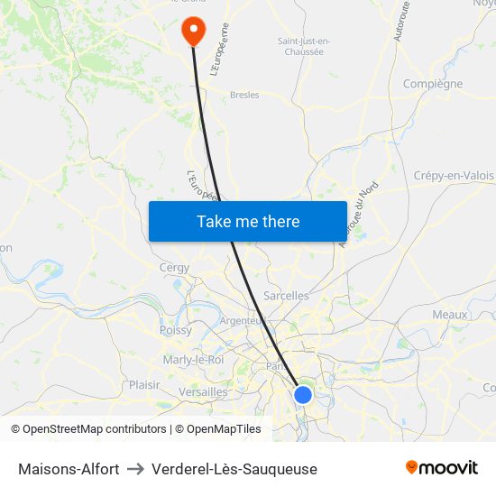 Maisons-Alfort to Verderel-Lès-Sauqueuse map