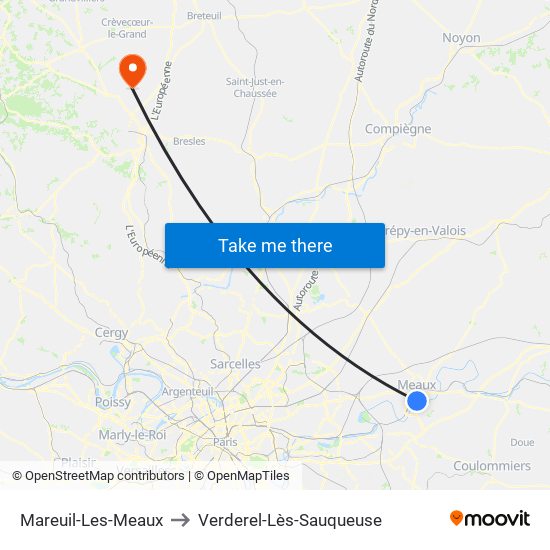 Mareuil-Les-Meaux to Verderel-Lès-Sauqueuse map