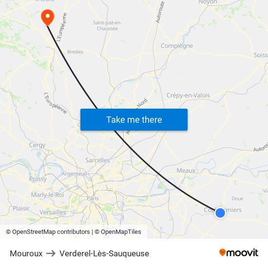 Mouroux to Verderel-Lès-Sauqueuse map