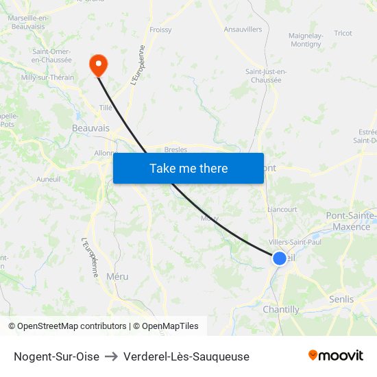 Nogent-Sur-Oise to Verderel-Lès-Sauqueuse map