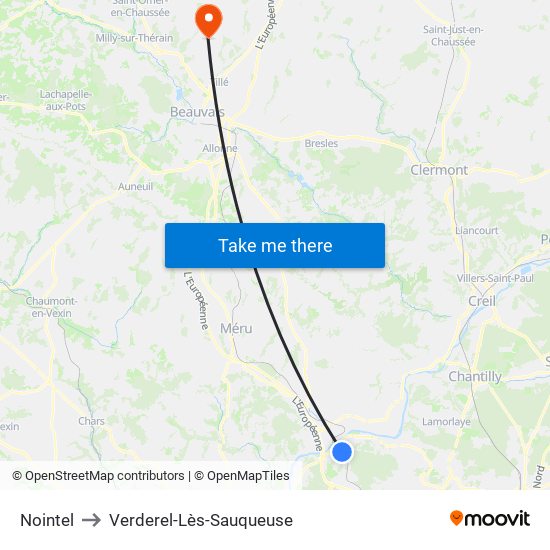 Nointel to Verderel-Lès-Sauqueuse map
