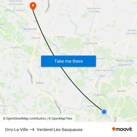Orry-La-Ville to Verderel-Lès-Sauqueuse map