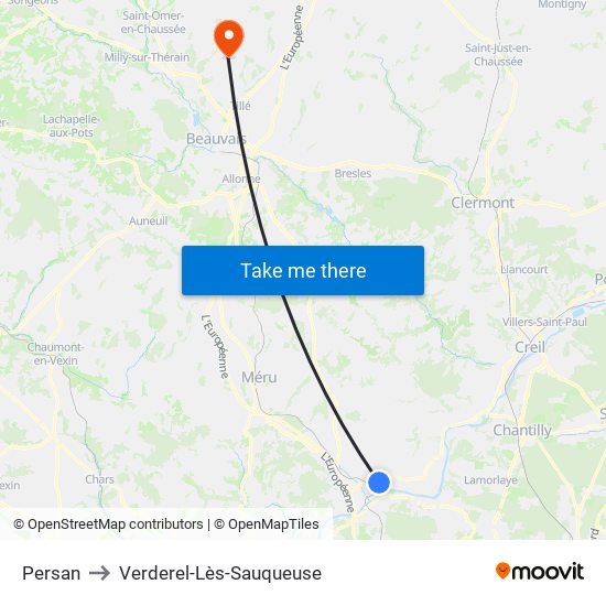 Persan to Verderel-Lès-Sauqueuse map