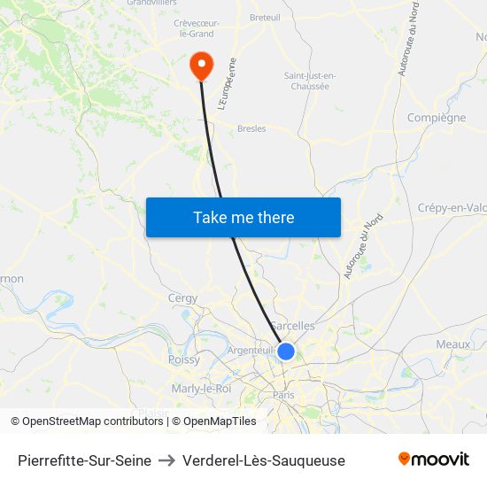 Pierrefitte-Sur-Seine to Verderel-Lès-Sauqueuse map
