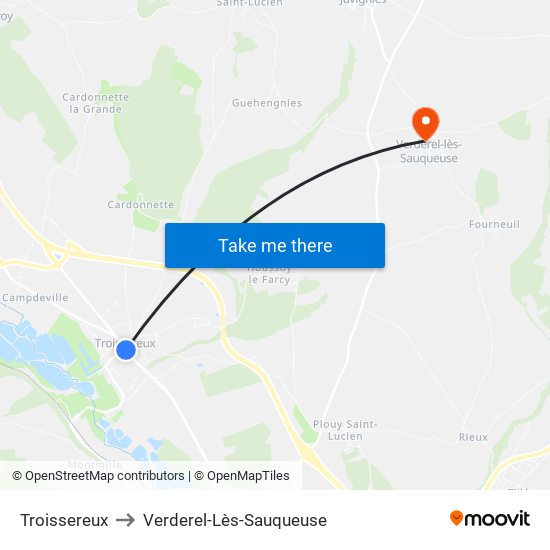 Troissereux to Verderel-Lès-Sauqueuse map