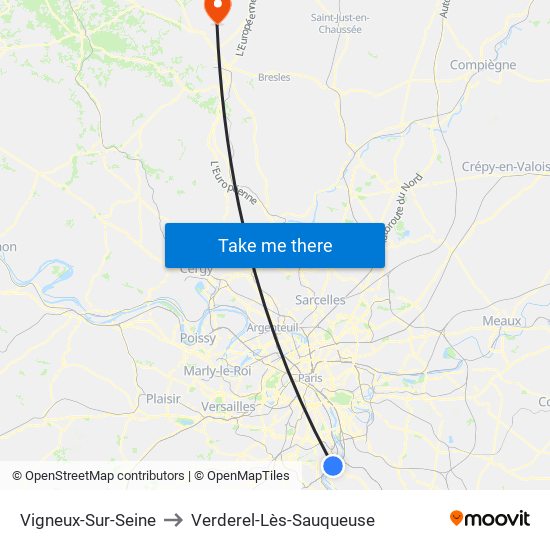 Vigneux-Sur-Seine to Verderel-Lès-Sauqueuse map