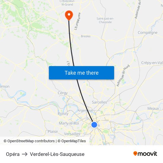 Opéra to Verderel-Lès-Sauqueuse map