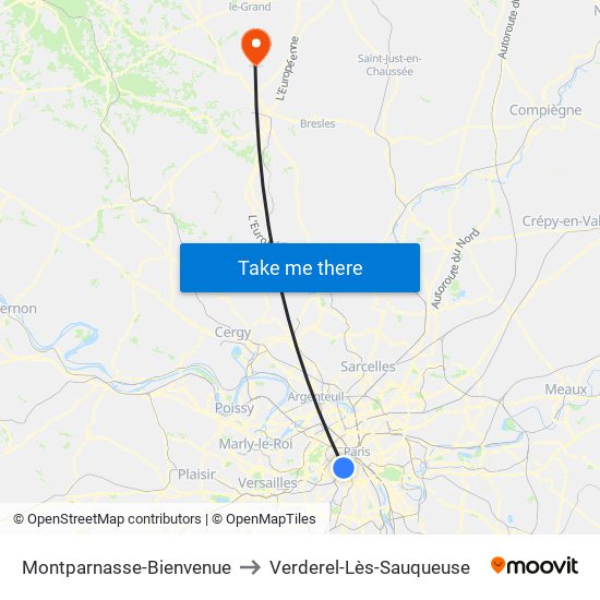 Montparnasse-Bienvenue to Verderel-Lès-Sauqueuse map