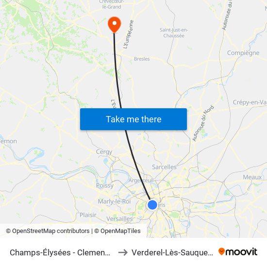 Champs-Élysées - Clemenceau to Verderel-Lès-Sauqueuse map