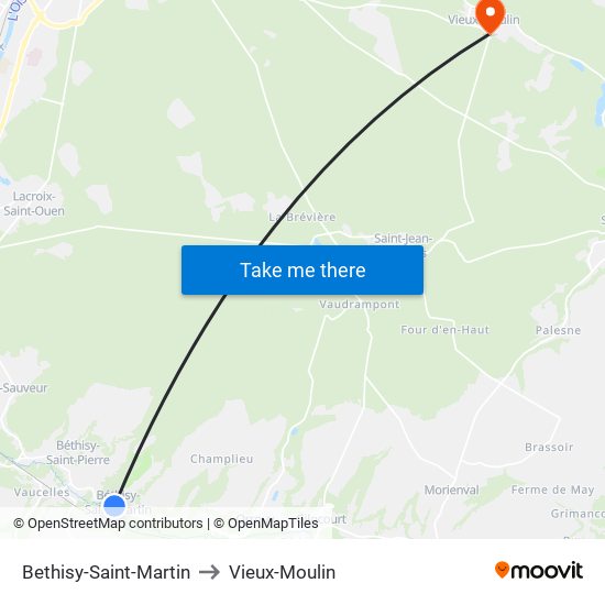 Bethisy-Saint-Martin to Vieux-Moulin map