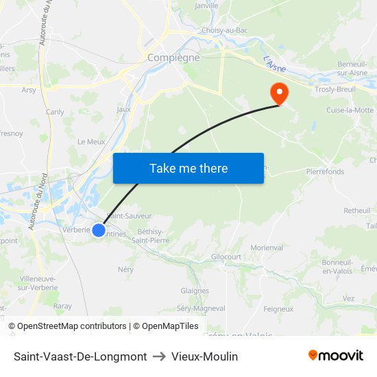 Saint-Vaast-De-Longmont to Vieux-Moulin map