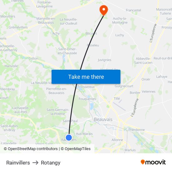 Rainvillers to Rotangy map