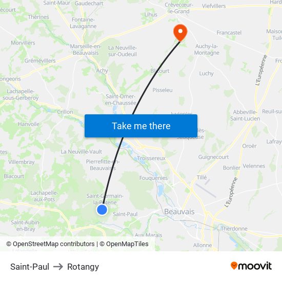 Saint-Paul to Rotangy map