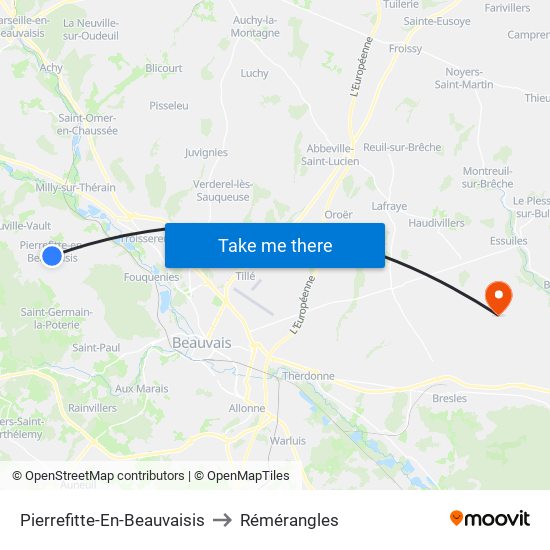 Pierrefitte-En-Beauvaisis to Rémérangles map