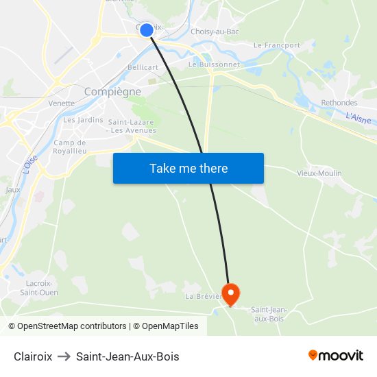 Clairoix to Saint-Jean-Aux-Bois map