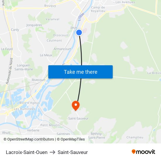 Lacroix-Saint-Ouen to Saint-Sauveur map
