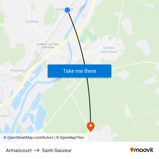 Armancourt to Saint-Sauveur map