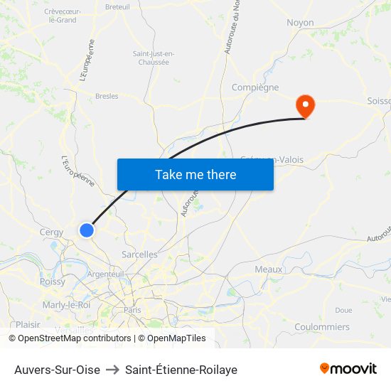 Auvers-Sur-Oise to Saint-Étienne-Roilaye map