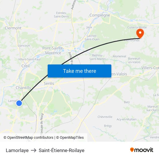 Lamorlaye to Saint-Étienne-Roilaye map