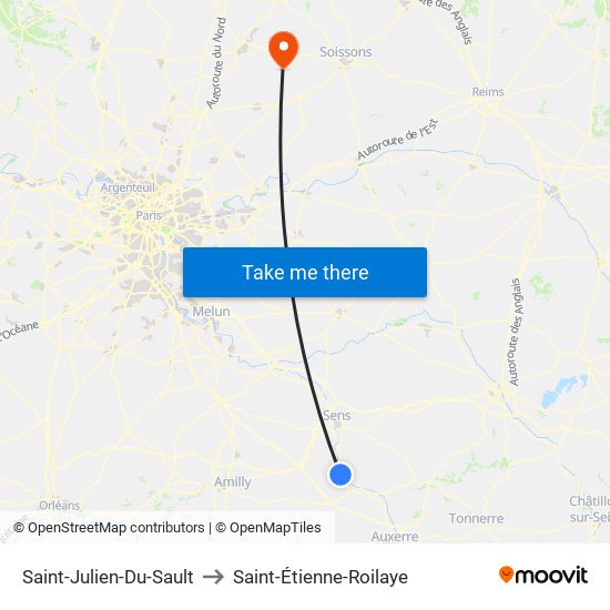 Saint-Julien-Du-Sault to Saint-Étienne-Roilaye map