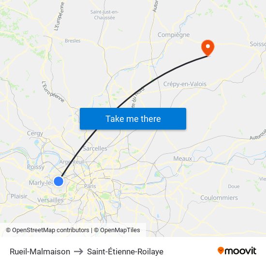 Rueil-Malmaison to Saint-Étienne-Roilaye map