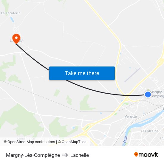 Margny-Lès-Compiègne to Lachelle map
