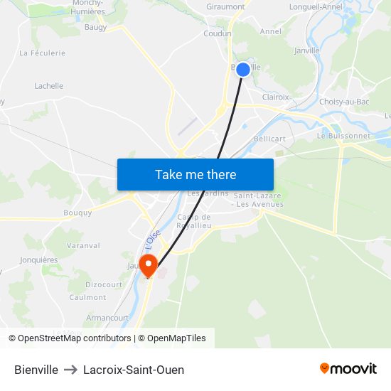 Bienville to Lacroix-Saint-Ouen map