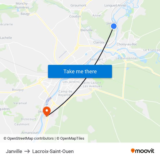 Janville to Lacroix-Saint-Ouen map