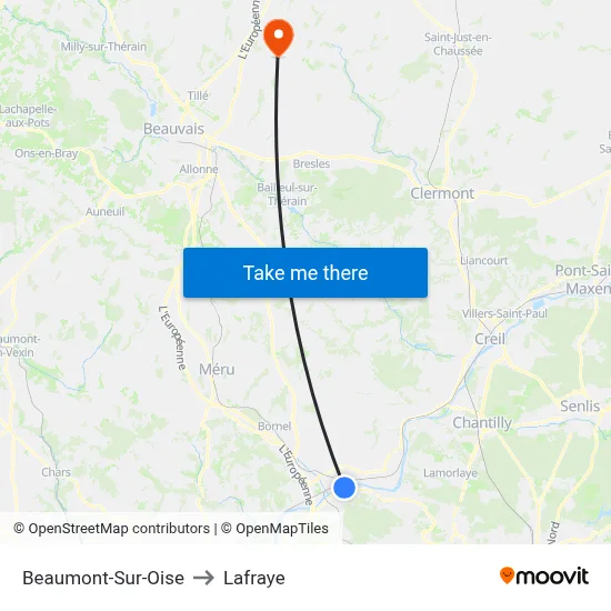 Beaumont-Sur-Oise to Lafraye map