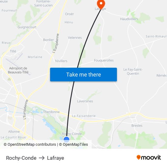 Rochy-Conde to Lafraye map