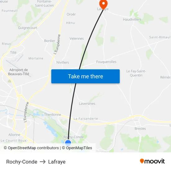 Rochy-Conde to Lafraye map